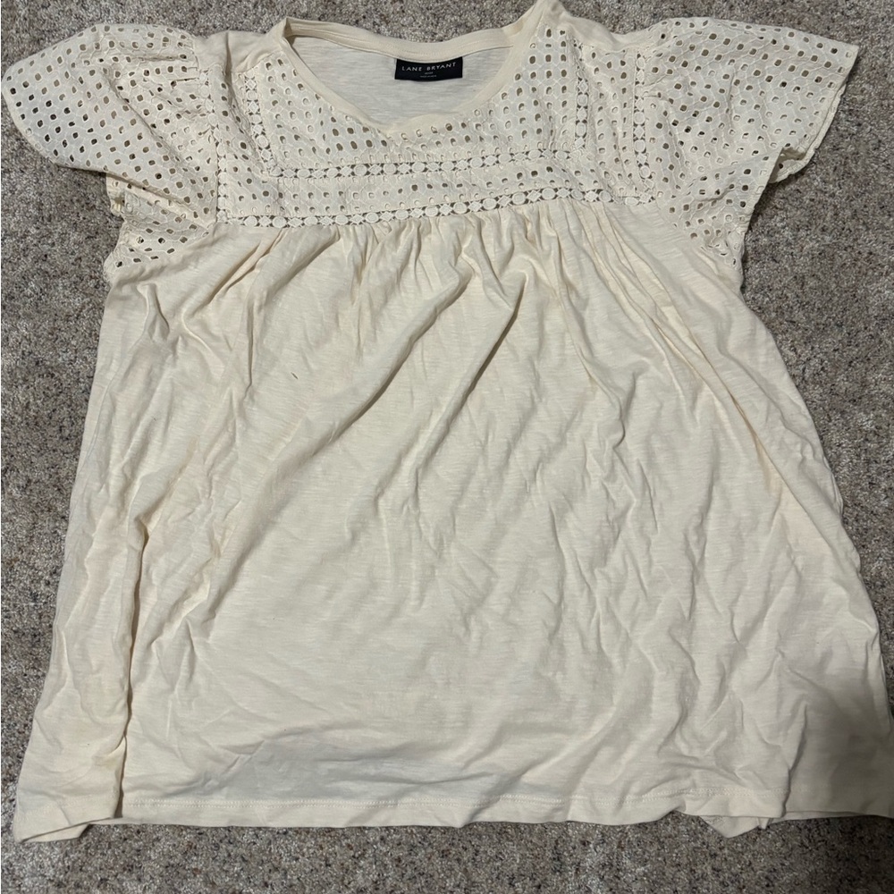 Lane Bryant Cream Eyelet Blouse